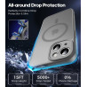 Natiiozie Coque pour iPhone 15, Protection de l'objectif, Gris | Compatible avec MagSafe, Magnétique, Etui Translucide Mat, Anti