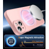 Natiiozie Coque pour iPhone 15, Protection de l'objectif, Rose | Compatible avec MagSafe, Magnétique, Etui Translucide Mat, Anti