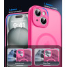Natiiozie Coque pour iPhone 15, Protection de l'objectif, Rose Rouge | Compatible avec MagSafe, Magnétique, Etui Translucide Mat