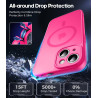 Natiiozie Coque pour iPhone 15, Protection de l'objectif, Rose Rouge | Compatible avec MagSafe, Magnétique, Etui Translucide Mat