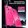 Natiiozie Coque pour iPhone 15, Protection de l'objectif, Rose Rouge | Compatible avec MagSafe, Magnétique, Etui Translucide Mat
