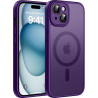 Natiiozie Coque pour iPhone 15, Protection de l'objectif, Violet foncé | Compatible avec MagSafe, Magnétique, Etui Translucide M