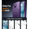 Natiiozie Coque pour iPhone 15, Protection de l'objectif, Violet foncé | Compatible avec MagSafe, Magnétique, Etui Translucide M