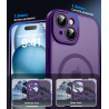 Natiiozie Coque pour iPhone 15, Protection de l'objectif, Violet foncé | Compatible avec MagSafe, Magnétique, Etui Translucide M