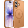 Natiiozie coque pour iphone 17, protection de l'objectif, orange | compatible avec magsafe, magnétique, etui translucide mat, an