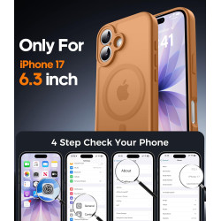 Natiiozie coque pour iphone 17, protection de l'objectif, orange | compatible avec magsafe, magnétique, etui translucide mat, an
