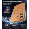 Natiiozie coque pour iphone 17, protection de l'objectif, orange | compatible avec magsafe, magnétique, etui translucide mat, an