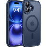 Natiiozie Coque pour iPhone 16, Protection de l'objectif, Bleu foncé | Compatible avec MagSafe, Magnétique, Etui Translucide Mat