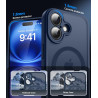Natiiozie Coque pour iPhone 16, Protection de l'objectif, Bleu foncé | Compatible avec MagSafe, Magnétique, Etui Translucide Mat