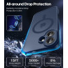 Natiiozie Coque pour iPhone 16, Protection de l'objectif, Bleu foncé | Compatible avec MagSafe, Magnétique, Etui Translucide Mat