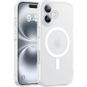 Natiiozie Coque pour iPhone 16, Protection de l'objectif, Blanc | Compatible avec MagSafe, Magnétique, Etui Translucide Mat, Ant