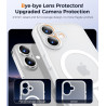 Natiiozie Coque pour iPhone 16, Protection de l'objectif, Blanc | Compatible avec MagSafe, Magnétique, Etui Translucide Mat, Ant