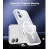 Natiiozie Coque pour iPhone 16, Protection de l'objectif, Blanc | Compatible avec MagSafe, Magnétique, Etui Translucide Mat, Ant