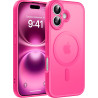 Natiiozie Coque pour iPhone 16, Protection de l'objectif, Rose Rouge | Compatible avec MagSafe, Magnétique, Etui Translucide Mat