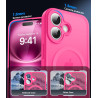 Natiiozie Coque pour iPhone 16, Protection de l'objectif, Rose Rouge | Compatible avec MagSafe, Magnétique, Etui Translucide Mat