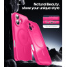 Natiiozie Coque pour iPhone 16, Protection de l'objectif, Rose Rouge | Compatible avec MagSafe, Magnétique, Etui Translucide Mat