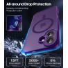 Natiiozie Coque pour iPhone 16, Protection de l'objectif, Violet foncé | Compatible avec MagSafe, Magnétique, Etui Translucide M