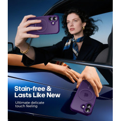 Natiiozie Coque pour iPhone 16, Protection de l'objectif, Violet foncé | Compatible avec MagSafe, Magnétique, Etui Translucide M