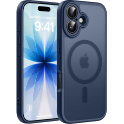 Natiiozie Coque pour iPhone 17, Protection de l'objectif, Bleu foncé | Compatible avec MagSafe, Magnétique, Etui Translucide Mat