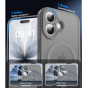 Natiiozie Coque pour iPhone 17, Protection de l'objectif, Gris | Compatible avec MagSafe, Magnétique, Etui Translucide Mat, Anti
