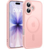 Natiiozie Coque pour iPhone 17, Protection de l'objectif, Rose | Compatible avec MagSafe, Magnétique, Etui Translucide Mat, Anti