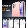 Natiiozie Coque pour iPhone 17, Protection de l'objectif, Rose | Compatible avec MagSafe, Magnétique, Etui Translucide Mat, Anti