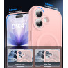 Natiiozie Coque pour iPhone 17, Protection de l'objectif, Rose | Compatible avec MagSafe, Magnétique, Etui Translucide Mat, Anti