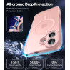 Natiiozie Coque pour iPhone 17, Protection de l'objectif, Rose | Compatible avec MagSafe, Magnétique, Etui Translucide Mat, Anti