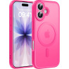 Natiiozie Coque pour iPhone 17, Protection de l'objectif, Rose Rouge | Compatible avec MagSafe, Magnétique, Etui Translucide Mat