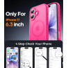 Natiiozie Coque pour iPhone 17, Protection de l'objectif, Rose Rouge | Compatible avec MagSafe, Magnétique, Etui Translucide Mat