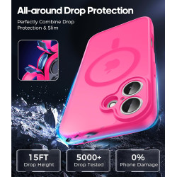 Natiiozie Coque pour iPhone 17, Protection de l'objectif, Rose Rouge | Compatible avec MagSafe, Magnétique, Etui Translucide Mat