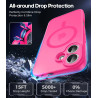 Natiiozie Coque pour iPhone 17, Protection de l'objectif, Rose Rouge | Compatible avec MagSafe, Magnétique, Etui Translucide Mat