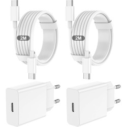 2Pack Chargeur USB C Rapide, Prise Adaptateur Secteur Type C Telephone Charge pour iPhone 17/16/15/Pro/Pro Max/Plus/pour iPad/po