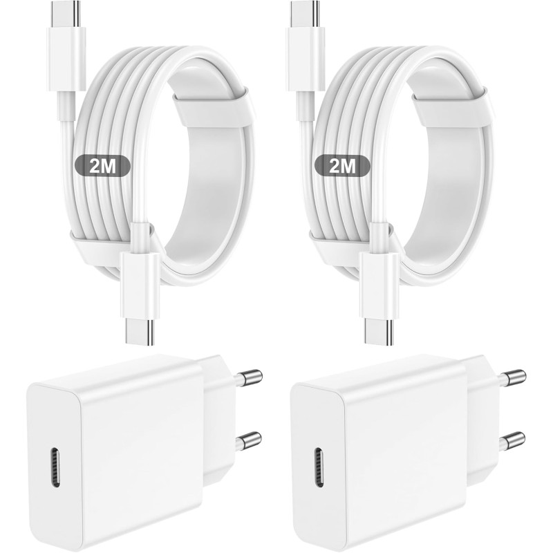 2Pack Chargeur USB C Rapide, Prise Adaptateur Secteur Type C Telephone Charge pour iPhone 17/16/15/Pro/Pro Max/Plus/pour iPad/po