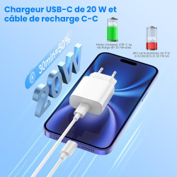 2Pack Chargeur USB C Rapide, Prise Adaptateur Secteur Type C Telephone Charge pour iPhone 17/16/15/Pro/Pro Max/Plus/pour iPad/po