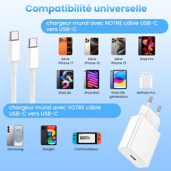 2Pack Chargeur USB C Rapide, Prise Adaptateur Secteur Type C Telephone Charge pour iPhone 17/16/15/Pro/Pro Max/Plus/pour iPad/po
