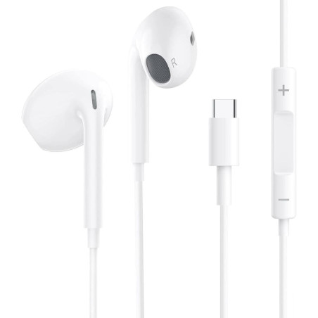 Écouteurs USB C,Ecouteur Filaire Type C avec Microphone pour iPhone 17/16/15 Pro Max Plus,iPad Pro Air,Huawei,Samsung Galaxy S26