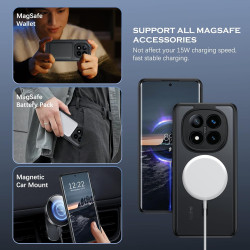 Yinlai coque pour xiaomi rougemi note 14 pro plus, compatible avec magsafe, magnétique etui translucide mat arrière housse fine 