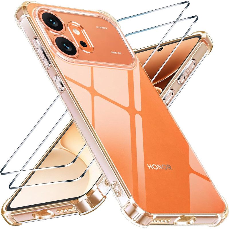 Yohii Coque pour Honor 600 5G avec 2 Verre Trempé,【Protection Caméra】 Protection Militaire Étui Housse Ultra Mince Antichoc Anti