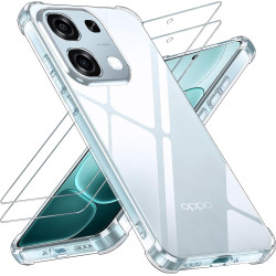 Yohii Coque pour Oppo A6 Pro 5G/4G avec 2 Pièces de Verre Trempé, [Protection de l'Appareil Photo] Housse Antichoc Transparente,