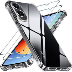 Yohii coque pour xiaomi rougemi a7 pro/poco c81 / c81 pro avec 2 verre trempé, protection caméra antichoc bumper protection avec