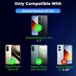 Yohii coque pour xiaomi rougemi a7 pro/poco c81 / c81 pro avec 2 verre trempé, protection caméra antichoc bumper protection avec