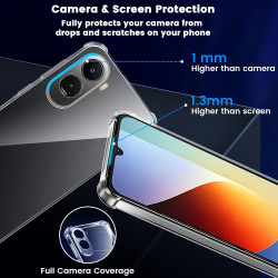 Yohii coque pour xiaomi rougemi a7 pro/poco c81 / c81 pro avec 2 verre trempé, protection caméra antichoc bumper protection avec
