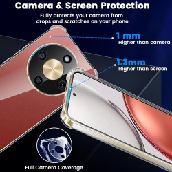 Yohii Coque Transparent TPU pour Honor Magic 8 Lite 5G Aver 2 Pièces Verre Trempé, [Protection de la caméra] Soft Anti Jaunissem