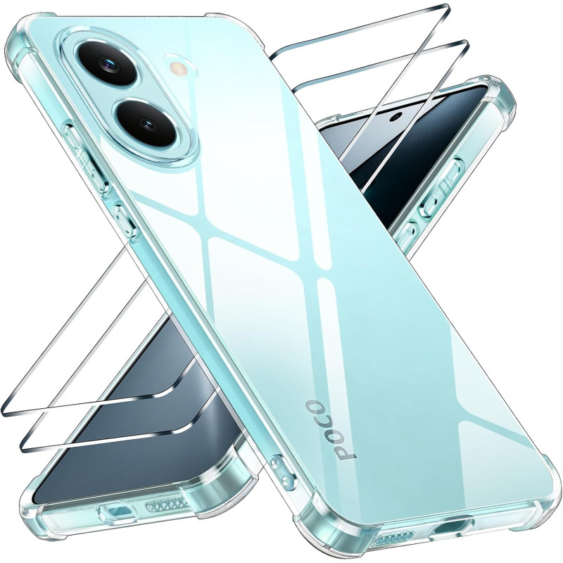 Yohii Coque pour Xiaomi Poco X8 Pro 5G avec 2 Verre Trempé,【Protection Caméra】 Protection Militaire Étui Housse Ultra Mince Anti