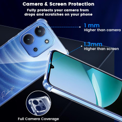 Yohii coque de protection pour xiaomi rougemi 15c 4g/5g / poco c85 crystal - avec 2 pièces de protection blindée en verre blindé