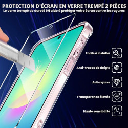 Yohii Coque pour Samsung Galaxy A27 5G avec 2 Verre Trempé, [Protection Caméra] Antichoc Bumper Protection avec Coins Renforcés 