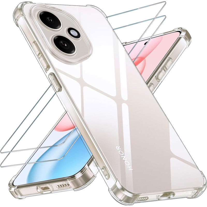 Yohii Coque pour Honor 400 5G avec 2 Verre Trempé,【Protection Caméra】 Protection Militaire Étui Housse Ultra Mince Antichoc Anti