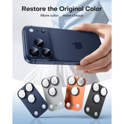 TAURI Lot de 2 Protecteurs d'Objectif de Caméra pour iPhone 17 Pro 6,3", Couverture Complète en Verre Trempé 9H Anneau, Plaque M