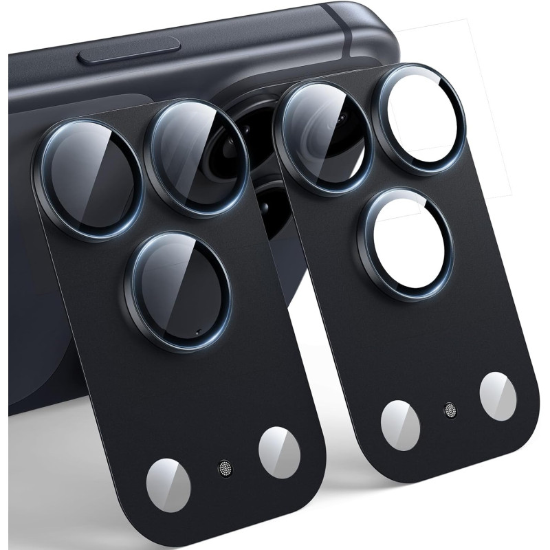 TAURI Lot de 2 Protecteurs d'Objectif de Caméra pour iPhone 17 Pro 6,3", Couverture Complète en Verre Trempé 9H Anneau, Plaque M